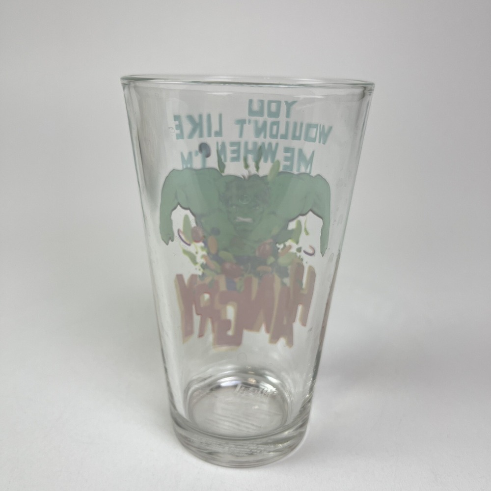 Marvel Comics The Hulk You Wouldnt Like Me When Im Hangry Water Soda Glass 16 oz - Picture 2 of 12